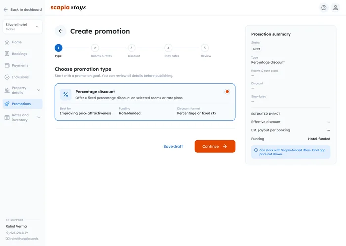 Create promotion, step 1: choose the promotion type