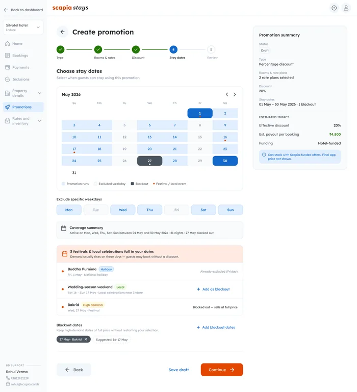 Create promotion, step 4: choose stay dates