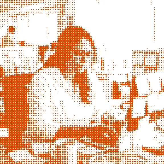 Comic panel: Meera working at a laptop