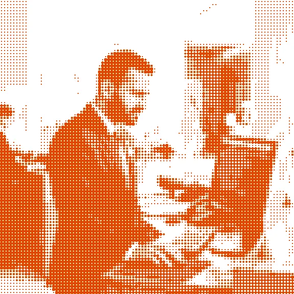 Comic panel: Imran at a computer