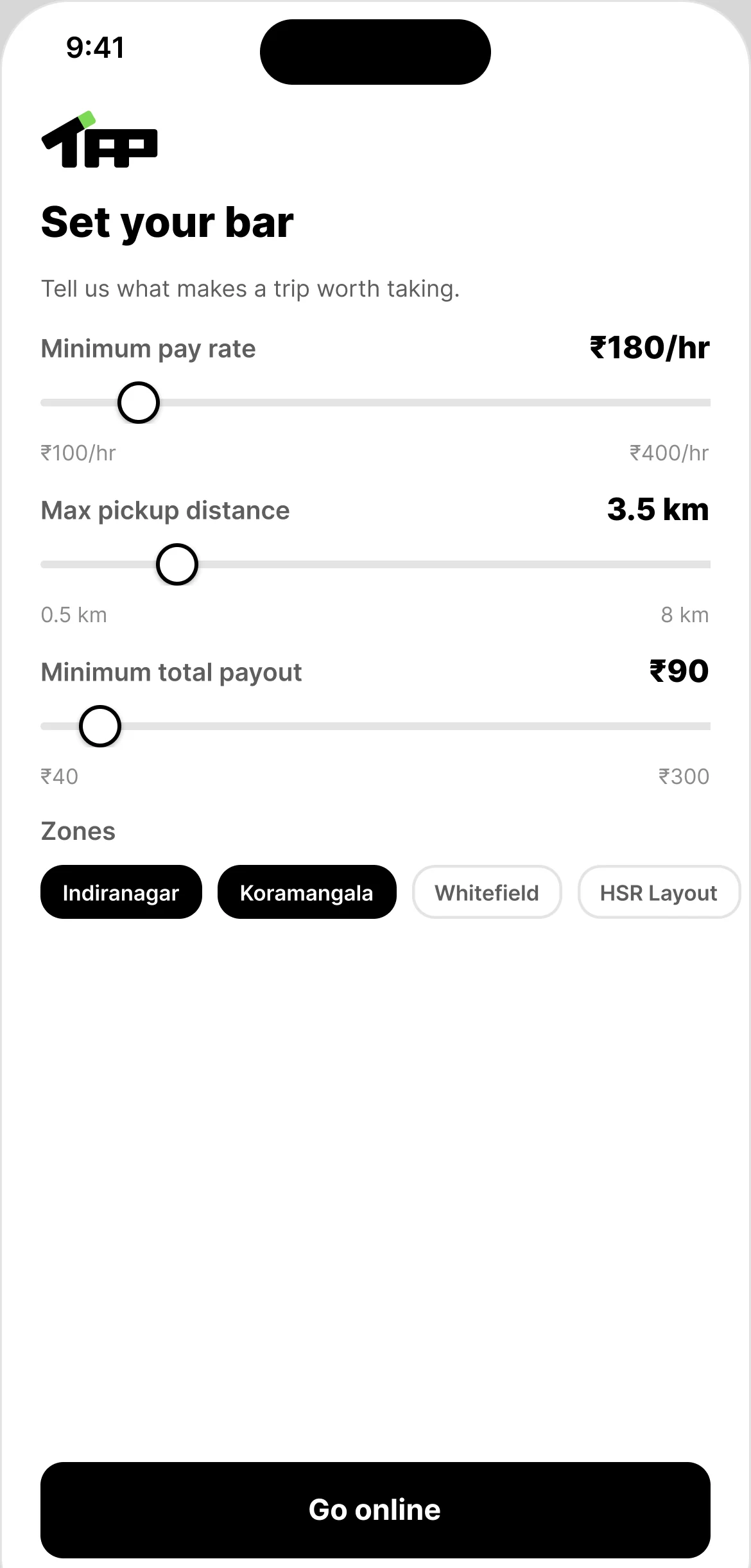 Set your bar, with the sliders moving to new values