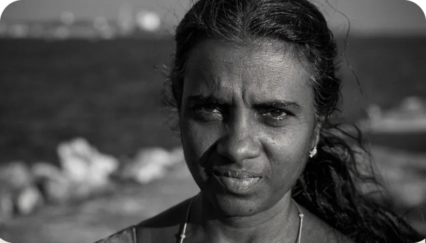 Black-and-white portrait of Beena CJ